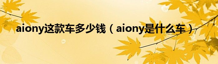 aiony这款车多少钱（aiony是什么车）