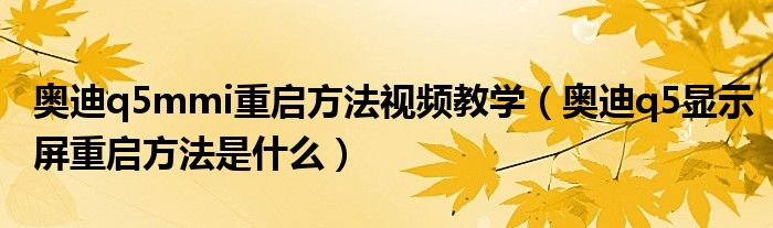 奥迪q5mmi重启方法视频教学（奥迪q5显示屏重启方法是什么）