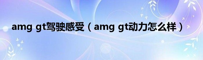 amg gt驾驶感受（amg gt动力怎么样）