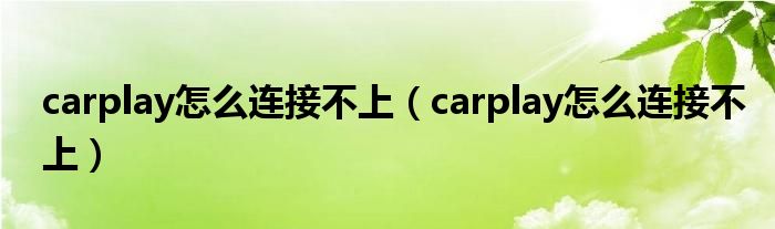 carplay怎么连接不上（carplay怎么连接不上）