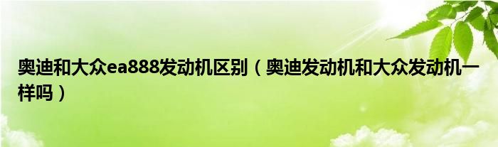 奥迪和大众ea888发动机区别（奥迪发动机和大众发动机一样吗）