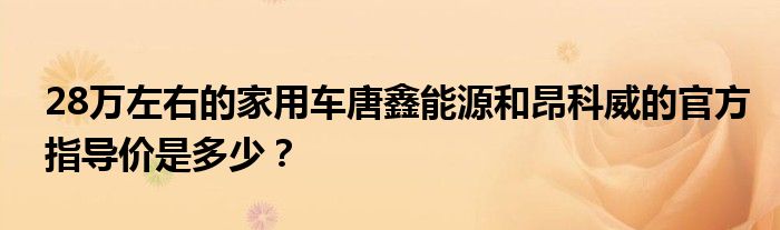 28万左右的家用车唐鑫能源和昂科威的官方指导价是多少？