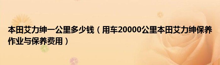 本田艾力绅一公里多少钱（用车20000公里本田艾力绅保养作业与保养费用）