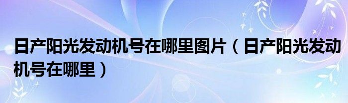 日产阳光发动机号在哪里图片（日产阳光发动机号在哪里）