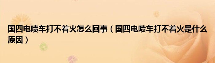 国四电喷车打不着火怎么回事（国四电喷车打不着火是什么原因）