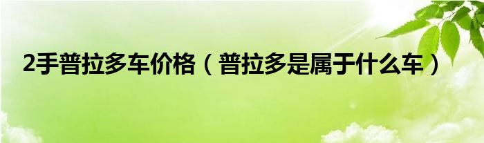 2手普拉多车价格（普拉多是属于什么车）