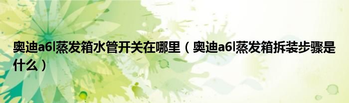 奥迪a6l蒸发箱水管开关在哪里（奥迪a6l蒸发箱拆装步骤是什么）
