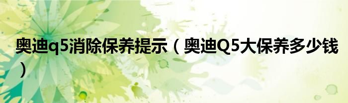 奥迪q5消除保养提示（奥迪Q5大保养多少钱）