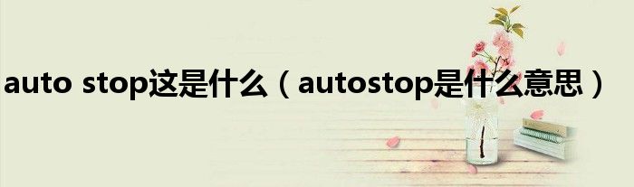 auto stop这是什么（autostop是什么意思）