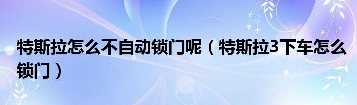 特斯拉怎么不自动锁门呢（特斯拉3下车怎么锁门）