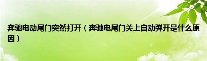 奔驰电动尾门突然打开（奔驰电尾门关上自动弹开是什么原因）