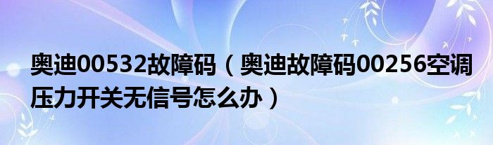 奥迪00532故障码（奥迪故障码00256空调压力开关无信号怎么办）