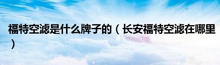福特空滤是什么牌子的（长安福特空滤在哪里）