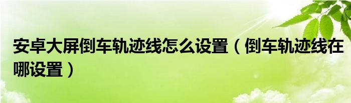 安卓大屏倒车轨迹线怎么设置（倒车轨迹线在哪设置）