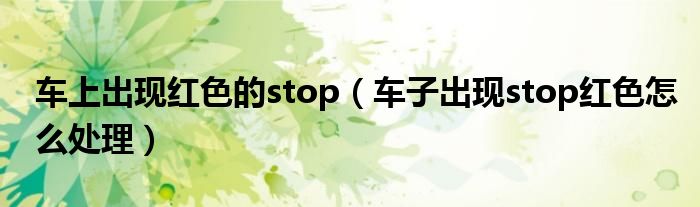 车上出现红色的stop（车子出现stop红色怎么处理）