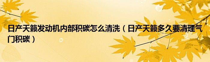 日产天籁发动机内部积碳怎么清洗（日产天籁多久要清理气门积碳）