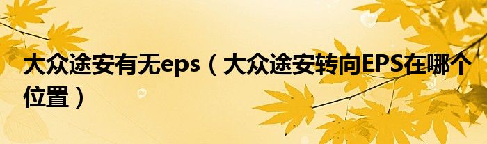 大众途安有无eps（大众途安转向EPS在哪个位置）