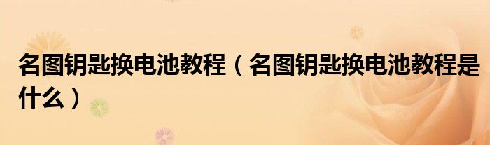 名图钥匙换电池教程（名图钥匙换电池教程是什么）