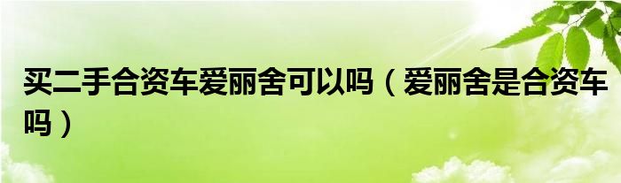 买二手合资车爱丽舍可以吗（爱丽舍是合资车吗）