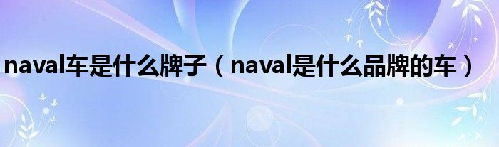 naval车是什么牌子（naval是什么品牌的车）
