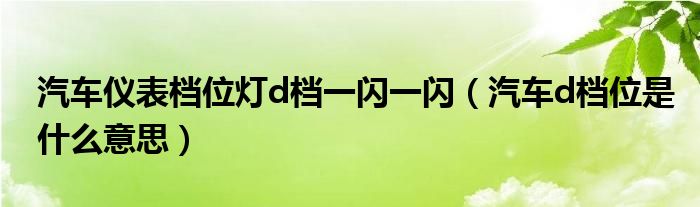 汽车仪表档位灯d档一闪一闪（汽车d档位是什么意思）