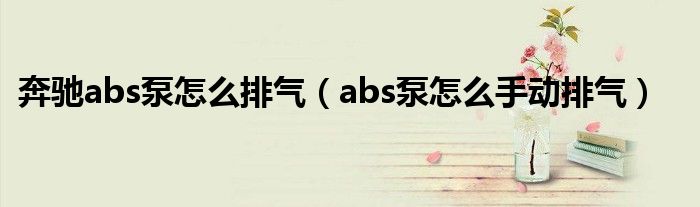 奔驰abs泵怎么排气（abs泵怎么手动排气）