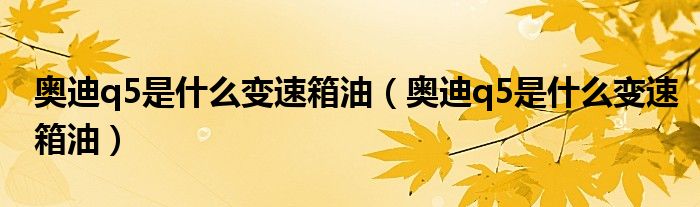 奥迪q5是什么变速箱油（奥迪q5是什么变速箱油）