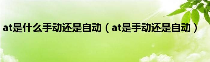 at是什么手动还是自动（at是手动还是自动）