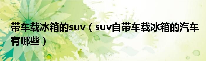 带车载冰箱的suv（suv自带车载冰箱的汽车有哪些）