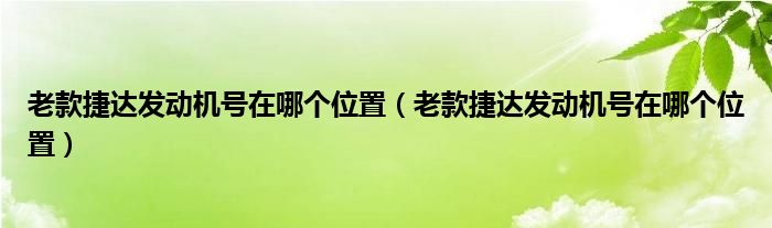 老款捷达发动机号在哪个位置（老款捷达发动机号在哪个位置）