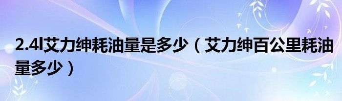 2.4l艾力绅耗油量是多少（艾力绅百公里耗油量多少）