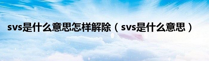 svs是什么意思怎样解除（svs是什么意思）