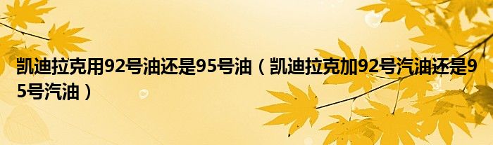 凯迪拉克用92号油还是95号油（凯迪拉克加92号汽油还是95号汽油）