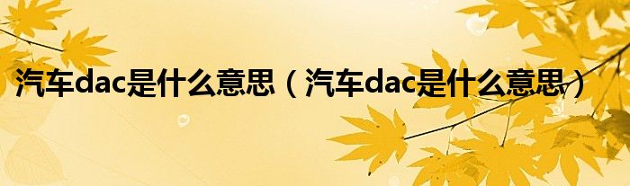 汽车dac是什么意思（汽车dac是什么意思）