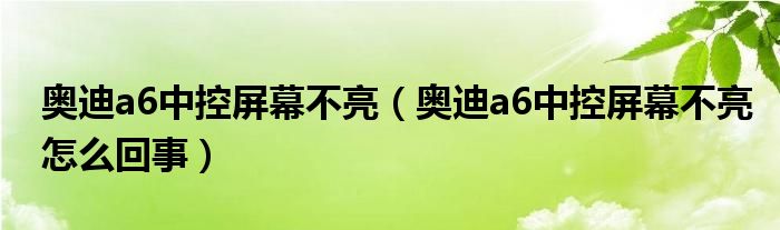 奥迪a6中控屏幕不亮（奥迪a6中控屏幕不亮怎么回事）