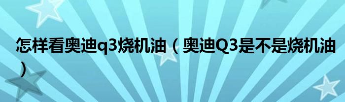 怎样看奥迪q3烧机油（奥迪Q3是不是烧机油）