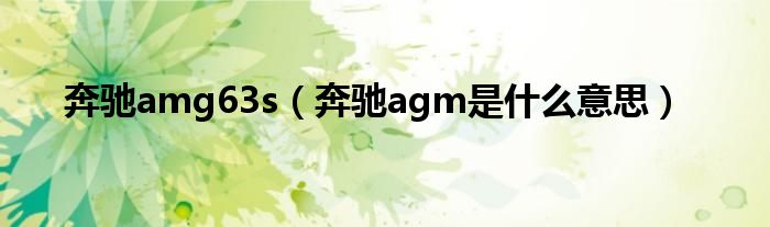 奔驰amg63s（奔驰agm是什么意思）