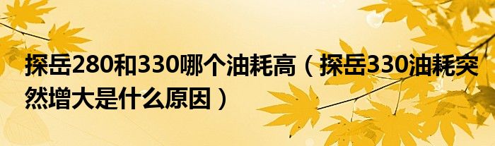 探岳280和330哪个油耗高（探岳330油耗突然增大是什么原因）