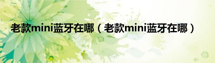 老款mini蓝牙在哪（老款mini蓝牙在哪）