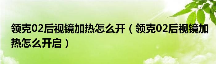 领克02后视镜加热怎么开（领克02后视镜加热怎么开启）