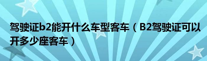 驾驶证b2能开什么车型客车（B2驾驶证可以开多少座客车）