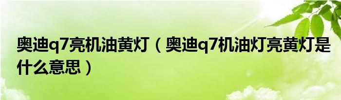 奥迪q7亮机油黄灯（奥迪q7机油灯亮黄灯是什么意思）