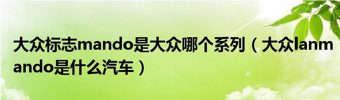 大众标志mando是大众哪个系列（大众lanmando是什么汽车）