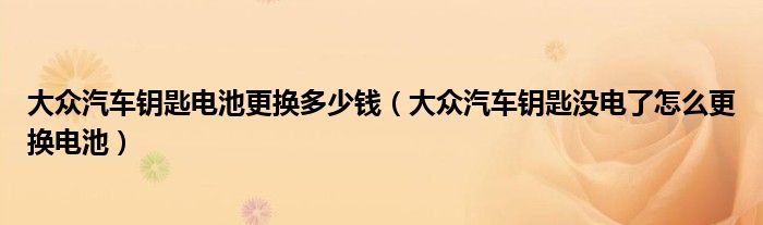 大众汽车钥匙电池更换多少钱（大众汽车钥匙没电了怎么更换电池）
