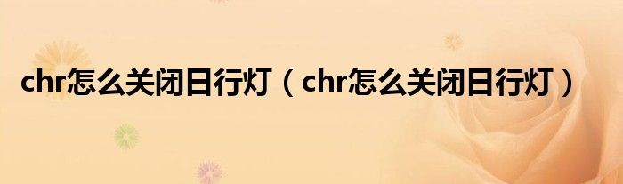 chr怎么关闭日行灯（chr怎么关闭日行灯）