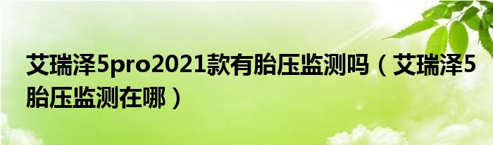 艾瑞泽5pro2021款有胎压监测吗（艾瑞泽5胎压监测在哪）