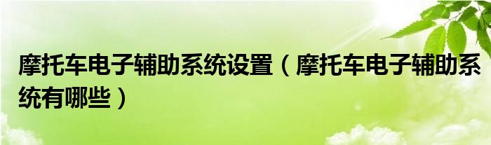 摩托车电子辅助系统设置（摩托车电子辅助系统有哪些）