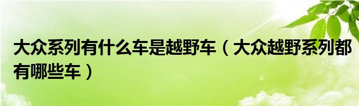 大众系列有什么车是越野车（大众越野系列都有哪些车）