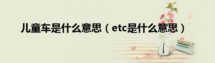 儿童车是什么意思（etc是什么意思）