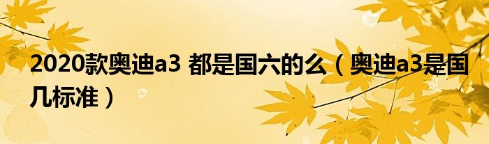 2020款奥迪a3 都是国六的么（奥迪a3是国几标准）